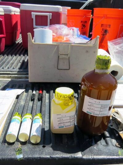 Groundwater Samples Sealed with Evidence Tape from Underground Storage Tank Removal Project